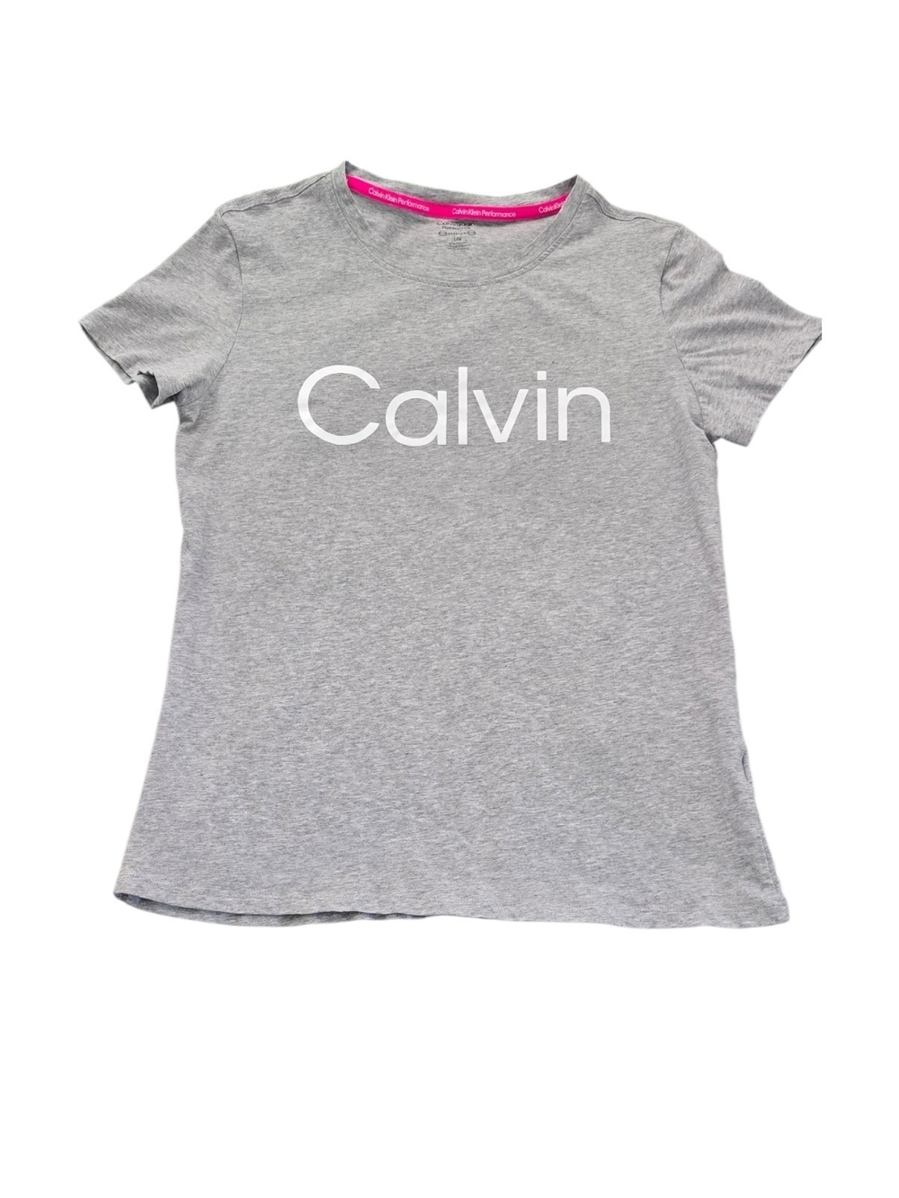 Calvin Klein Performance Heather Gray Tee with White Logo